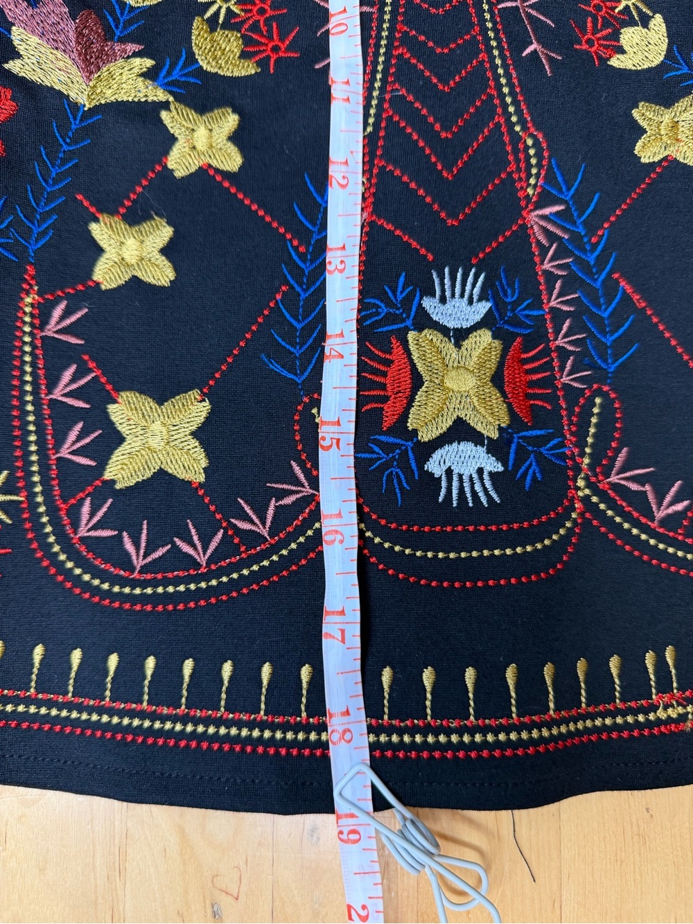 Lai Meng Five Cats Black Embroidered Folk Floral Fit and Flare Dress Sz S - Picture 11 of 13